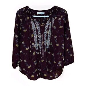 Jolt Women's Small Tribal Embroidered Tassels Beads Sheer Boho Fairy Aztec VTG